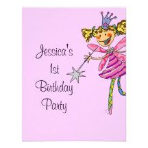pink princess fairy 1st birthday girl invitations