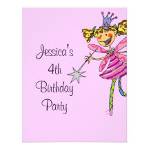 pink princess fairy 4th birthday girl personalized invite