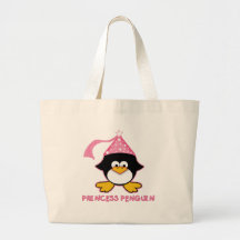 Pink Princess Penguin Tote Bag