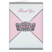 Pink Princess Tiara Thank You Cards