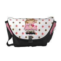 Pink Princess with Heart Messenger Bag