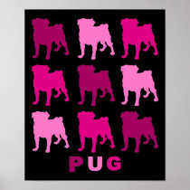 Pink Pugs Poster