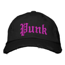 Pink Punk Distressed  Black Hat