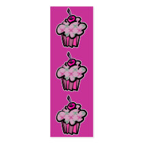 pink punk skull crossbones cupcake bookmark business card templates