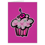 pink punk skull crossbones cupcake card
