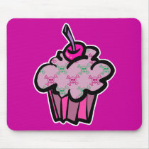 pink punk skull crossbones cupcake mouse pads