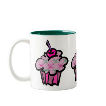 pink punk skull crossbones cupcake mugs
