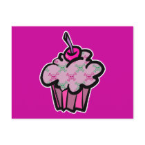 pink punk skull crossbones cupcake post cards