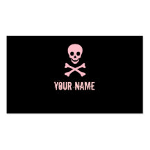 Pink punk skull crossbones customizable cards business card template