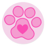 Pink Puppy Paws Heart Sticker
