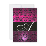 PINK PURPLE BLACK  DAMASK MONOGRAM  fuchsia white invitations