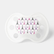 Pink & Purple Eiffel Tower pattern Baby Pacifiers