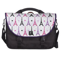 Pink & Purple Eiffel Tower pattern Commuter Bags