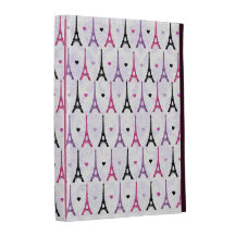 Pink & Purple Eiffel Tower pattern iPad Cases