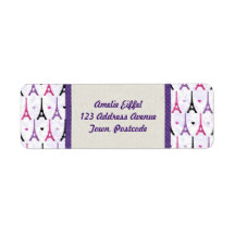 Pink & Purple Eiffel Tower pattern Return Address Labels