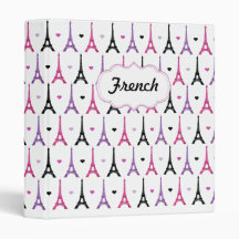 Pink & Purple Eiffel Tower pattern Vinyl Binder
