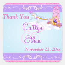 Pink, Purple Fairy Tale Wedding Favor Sticker 2
