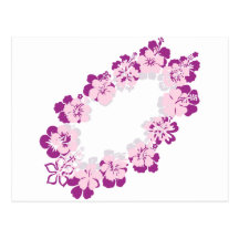 pink purple leis post card