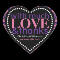 Pink & Purple much Love&Thanks Heart Shape stickers