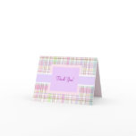 Pink Purple Plaid Thank You Greeting Card