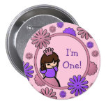 Pink & Purple Princess Birthday Button