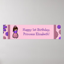 Pink & Purple Princess Birthday Custom Poster