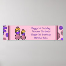 Pink & Purple Princess Two Birthday Custom Poster