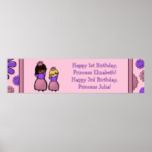 Pink & Purple Princess Two Birthday Custom Poster