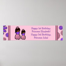 Pink & Purple Princess Two Birthday Custom Poster