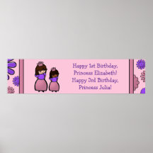 Pink & Purple Princess Two Birthday Custom Poster