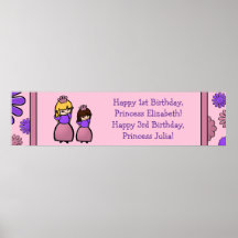 Pink & Purple Princess Two Birthday Custom Poster