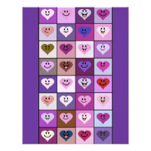 Pink & Purple Smiley Heart Squares Personalized Announcement