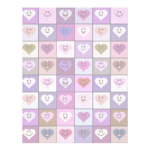 Pink & Purple Smiley Heart Squares Personalized Letterhead