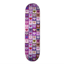 Pink & Purple Smiley Heart Squares Skateboard Decks