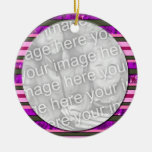 pink purple stripes pattern photo frame ornaments