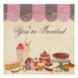 Pink & Purple Sweet Shop Birthday Invitation