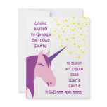 Pink/Purple Unicorn Birthday Invitation