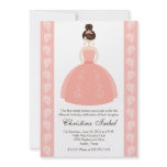 Pink Quince Dress Brunette Quinceanera Invitations