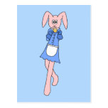Pink Rabbit Carrying a Cupcake. Postcard