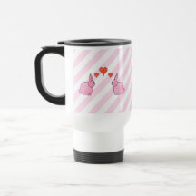 Pink Rabbits with Hearts. Coffee Mug