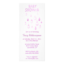 Pink rain drop baby shower invite