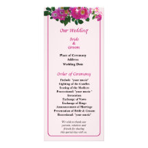 Pink Rambler Rose Wedding Program Custom Rack Cards