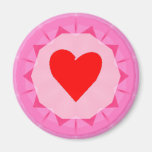 pink red heart fridge magnet