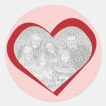 Pink red heart love custom photo Valentine seal stickers