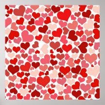 Pink Red Hearts Pattern Valentine's Day Love Gifts Posters