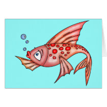 Pink Red Lips Fish Cards