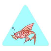 Pink Red Lips Fish Triangle Stickers