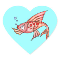 Pink Red Lips Fish Heart Stickers