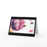 Pink Red Rose Diamond Girl, Greeting Card
