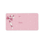 Pink Retro Candy Cane Gift Tag Custom Address Labels